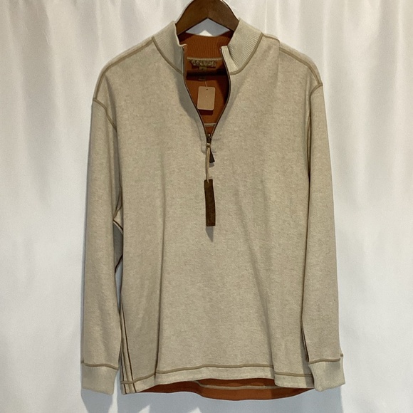 1654. Men's Beige Zip-Up Pullover Sweater NWT Size Large - Picture 1 of 5